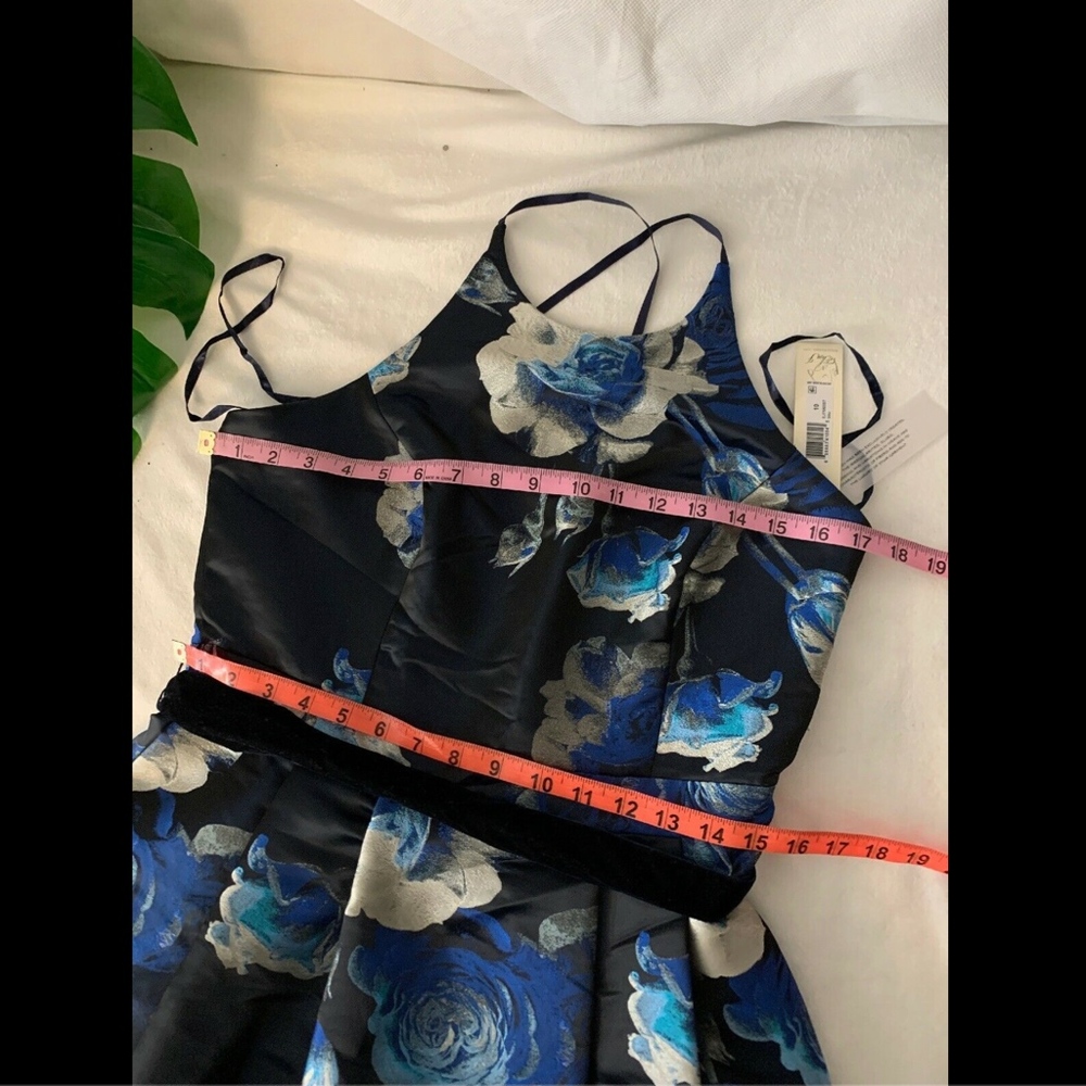 NWT $208 Eliza J Floral Jacquard Fit‎ & Flare Dress in Blues [SZ 10 ] - Picture 8 of 8